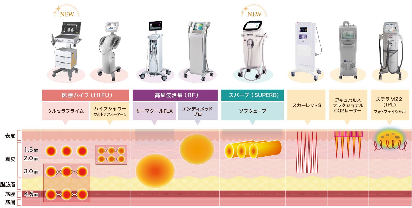 照射深達度の比較